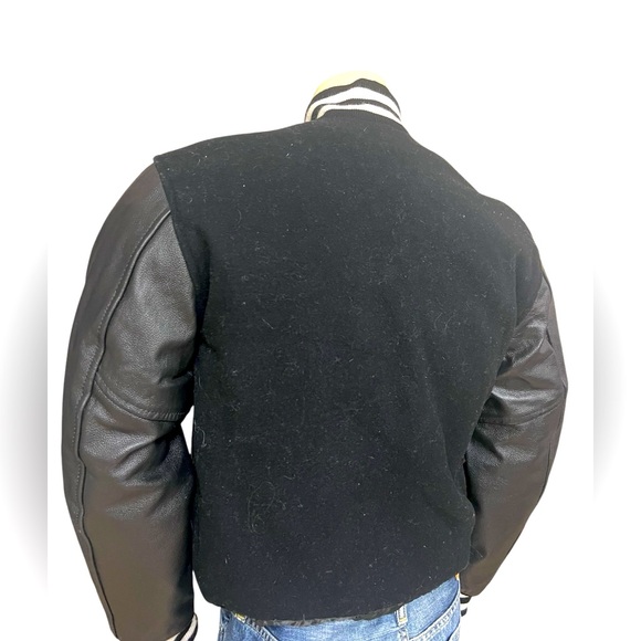 Stewart and Strauss  varsity jacket men’s size smalll leather and wool NWOT - Picture 2 of 5